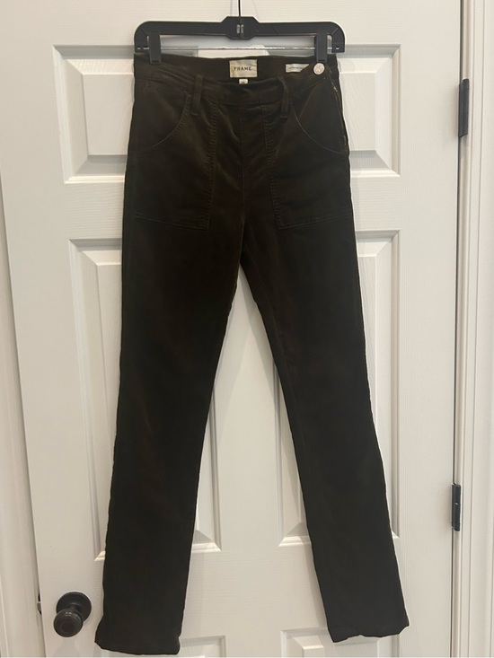 Frame Denim Denim - Frame Corduroy Olive High-Rise Straight Pants